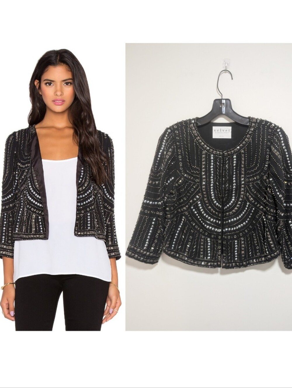 Velvet by Graham & Spencer | Tansy Beaded Embellished Jacket In Black